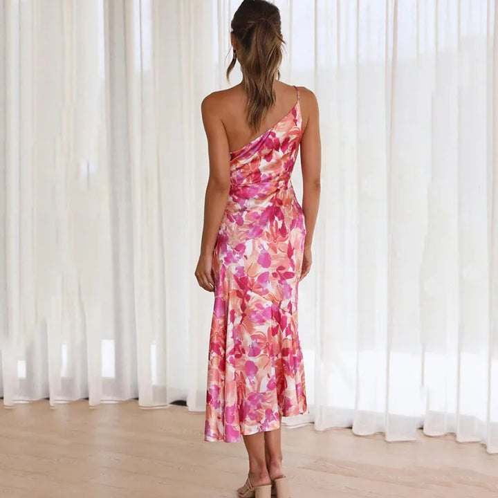 Millie | Elegant One-Shoulder Floral Midi Dress