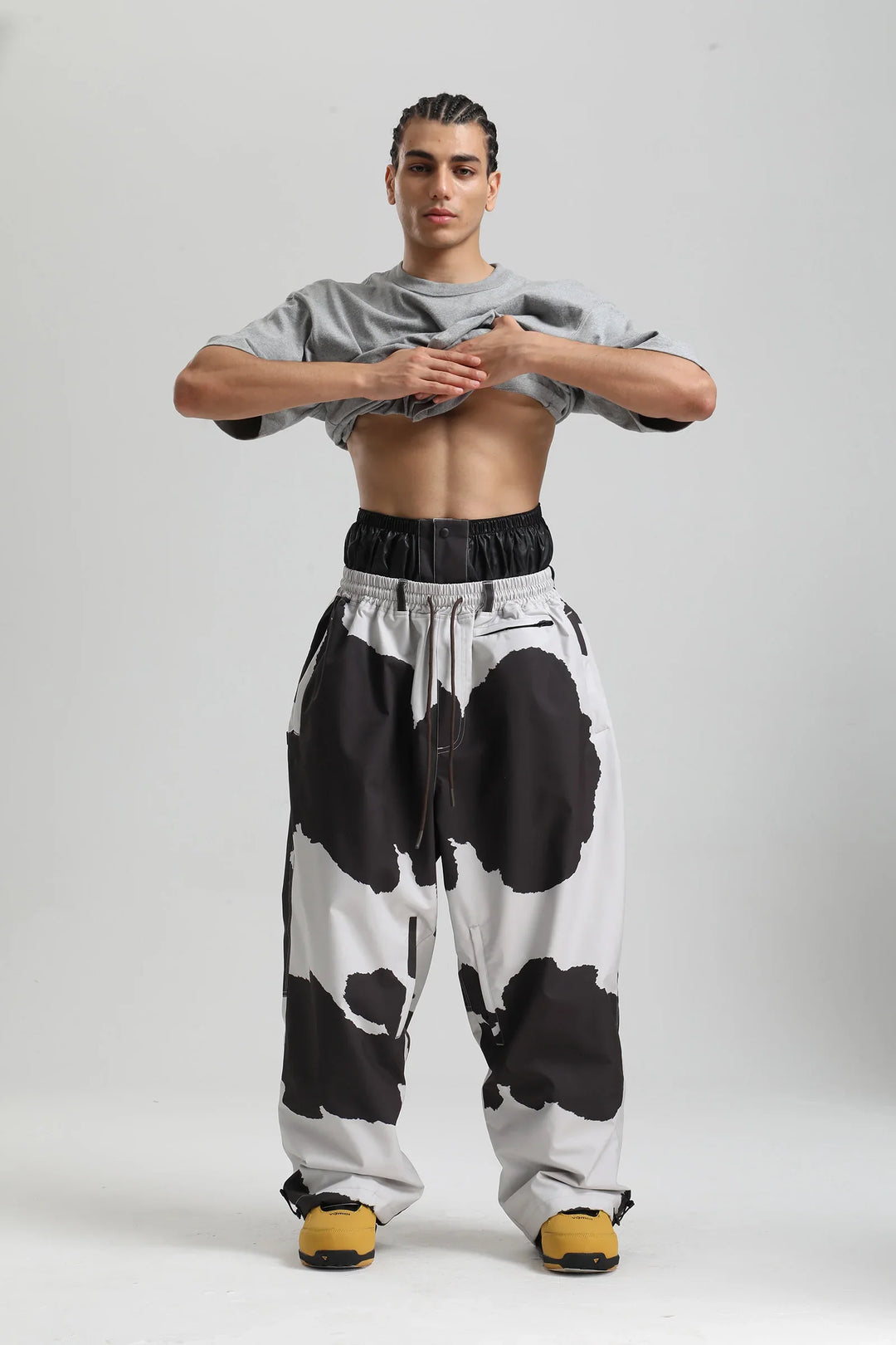 Phoebe | Stylish Baggy Cargo Snow Pants With Cow Print