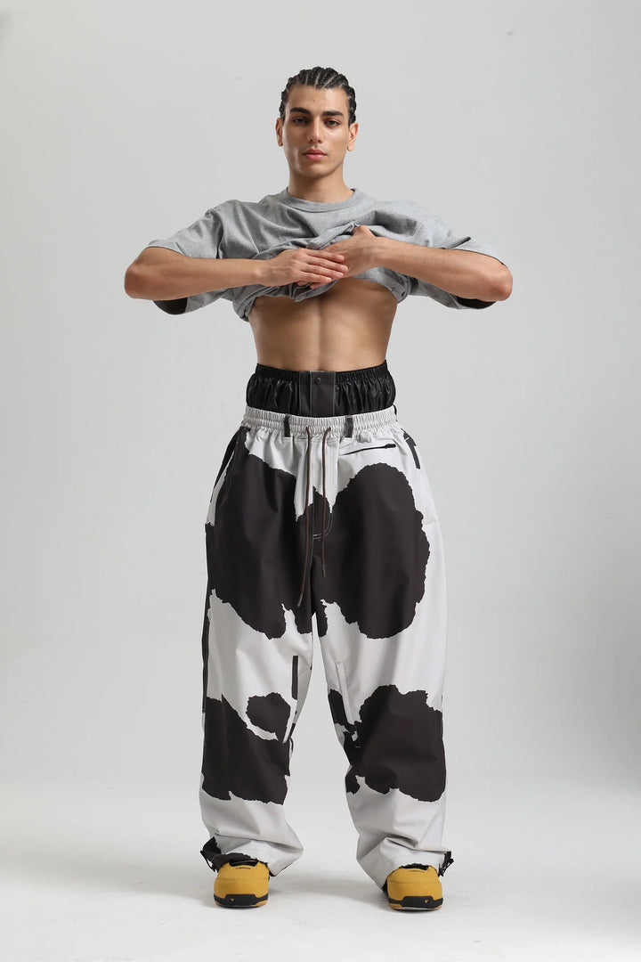 Phoebe | Stylish Baggy Cargo Snow Pants With Cow Print