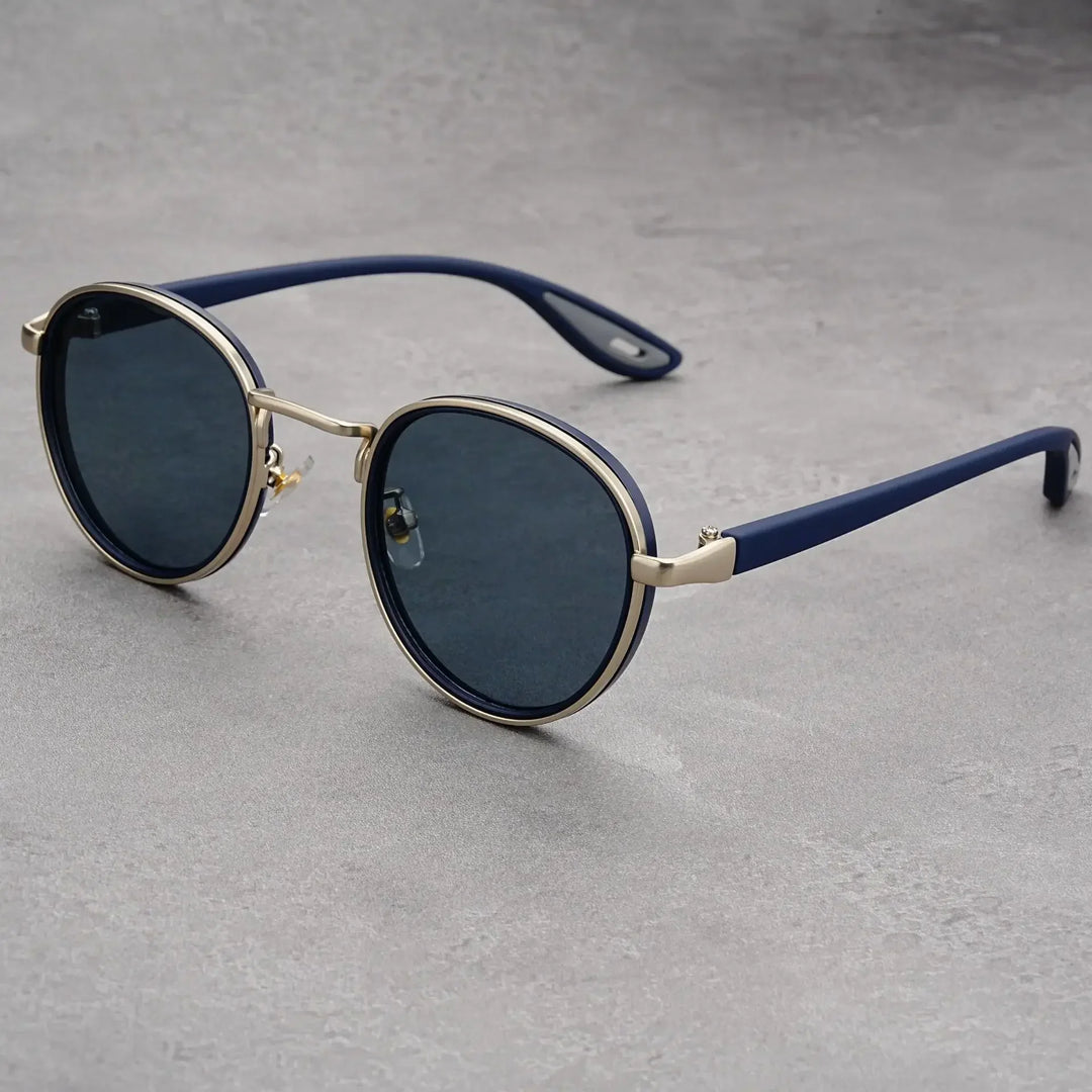 Carson | Sleek Round Retro Sunglasses With Gold Frame