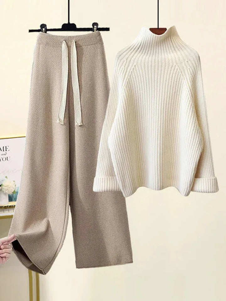 Nora | Chic Turtleneck Knitwear Set With Wide Leg Pants