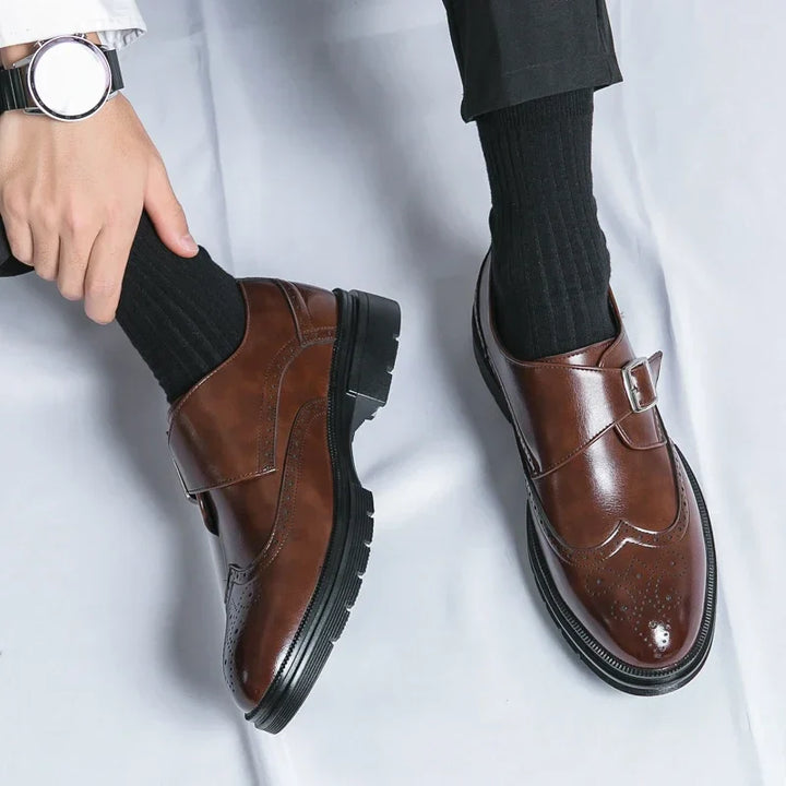 Eliana | Stylish Brown Leather Monk Strap Dress Shoes