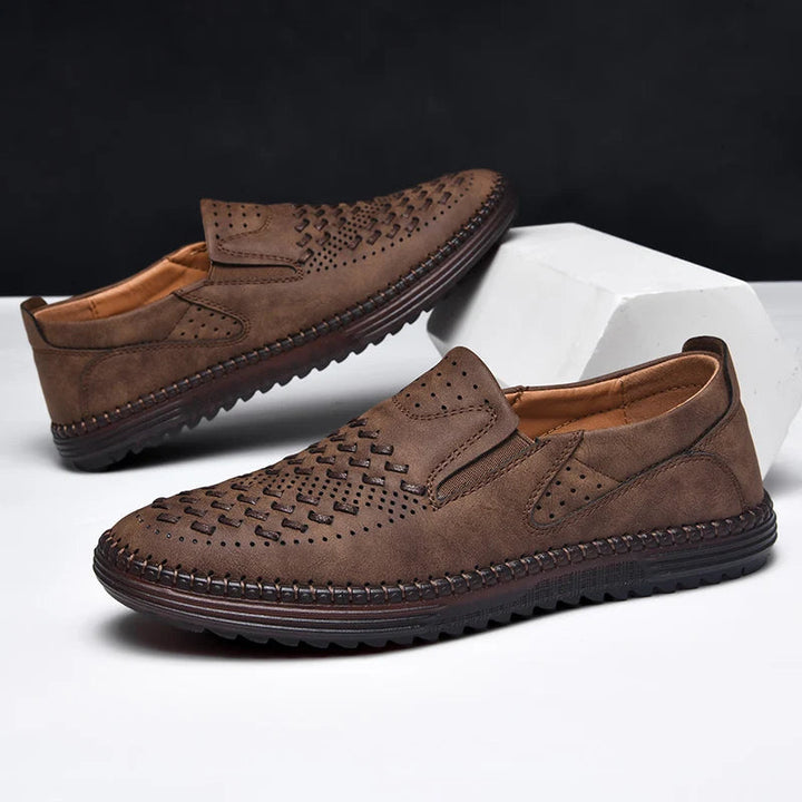 Elyse | Stylish Perforated Leather Slip-On Loafers For Men