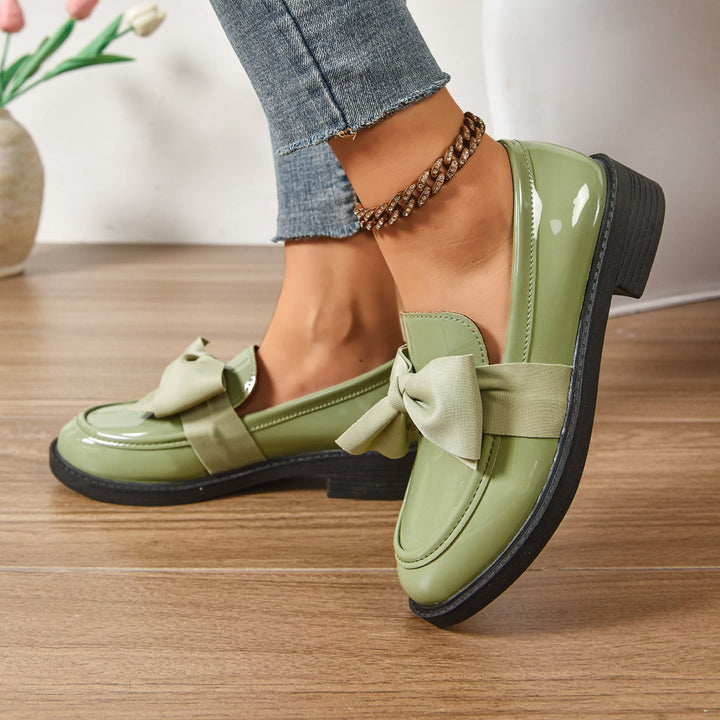 Harlow | Elegant Patent Leather Bow Loafers With Platform Sole