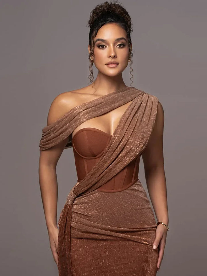 Kaia | Elegant One Shoulder Sequin Maxi Dress