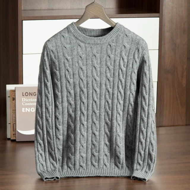 Cordelia | Elegant Cable Knit Cashmere Crew Neck Sweater