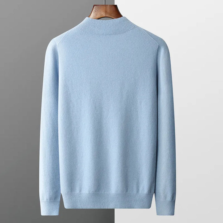 Men's Premium Mock Neck Merino Wool Pullover Sweater