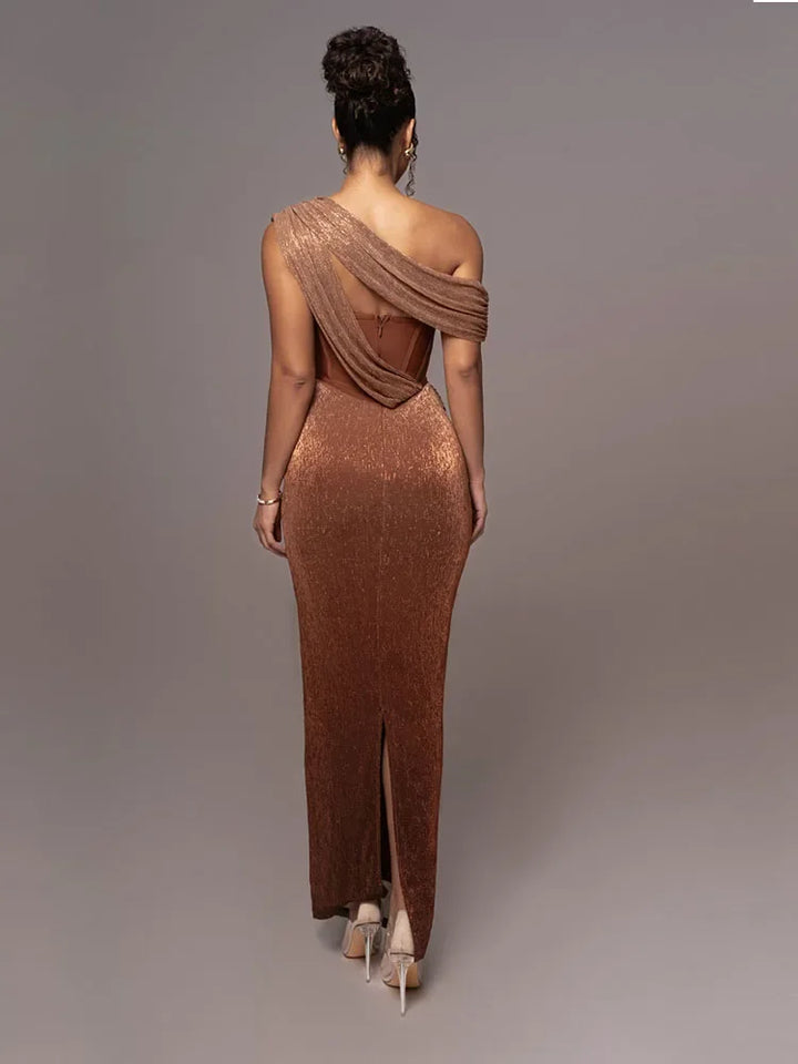 Kaia | Elegant One Shoulder Sequin Maxi Dress