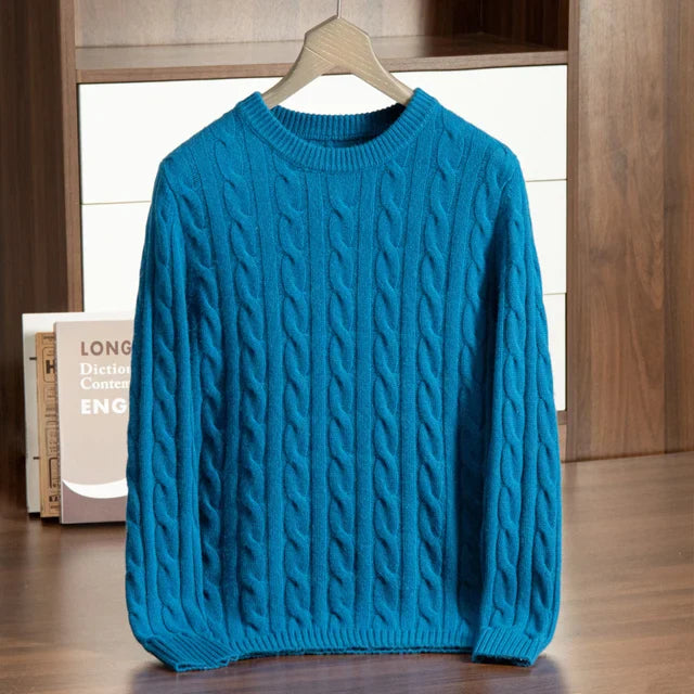Cordelia | Elegant Cable Knit Cashmere Crew Neck Sweater