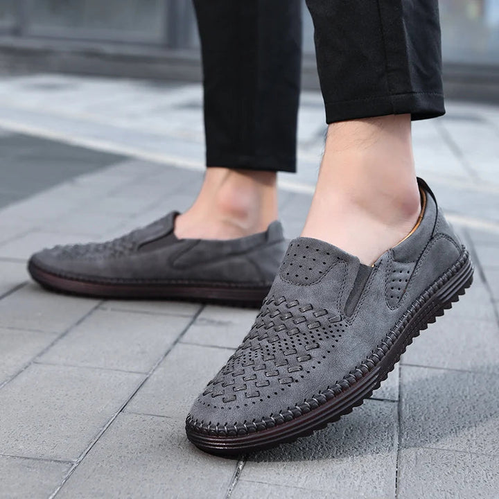 Elyse | Stylish Perforated Leather Slip-On Loafers For Men