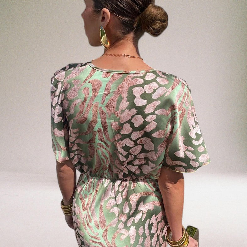 Allegra | Elegant V-Neck Wrap Maxi Dress With Floral Print