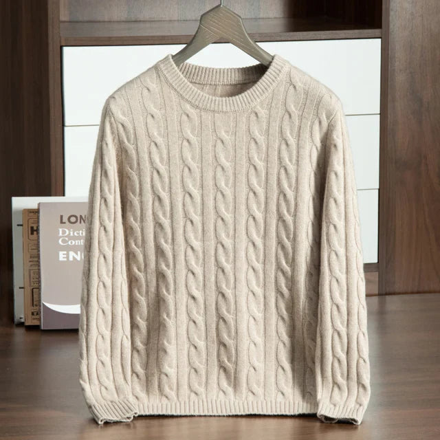 Cordelia | Elegant Cable Knit Cashmere Crew Neck Sweater