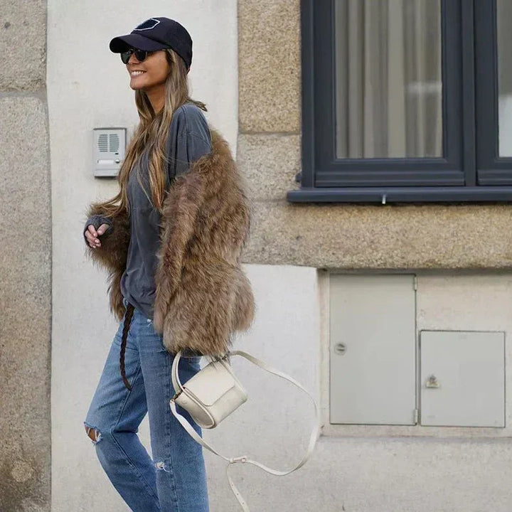Tessa | Chic Brown Faux Fur Jacket Women Warm Autumn Winter Coat