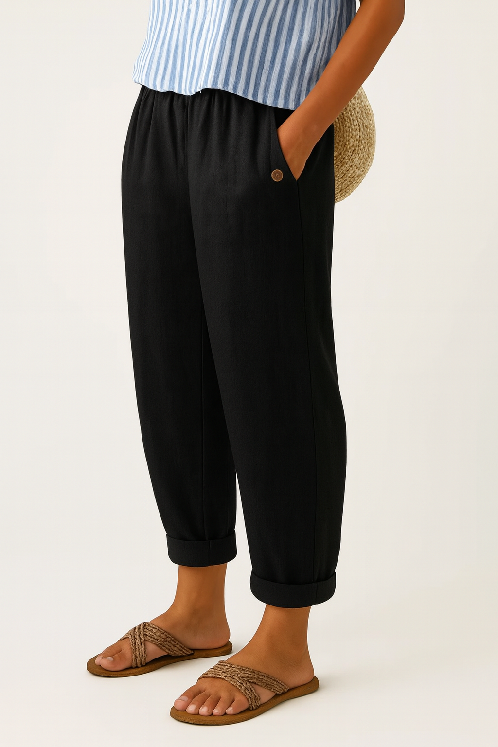 Romina | Effortless Relaxed Fit Linen-Cotton Trousers