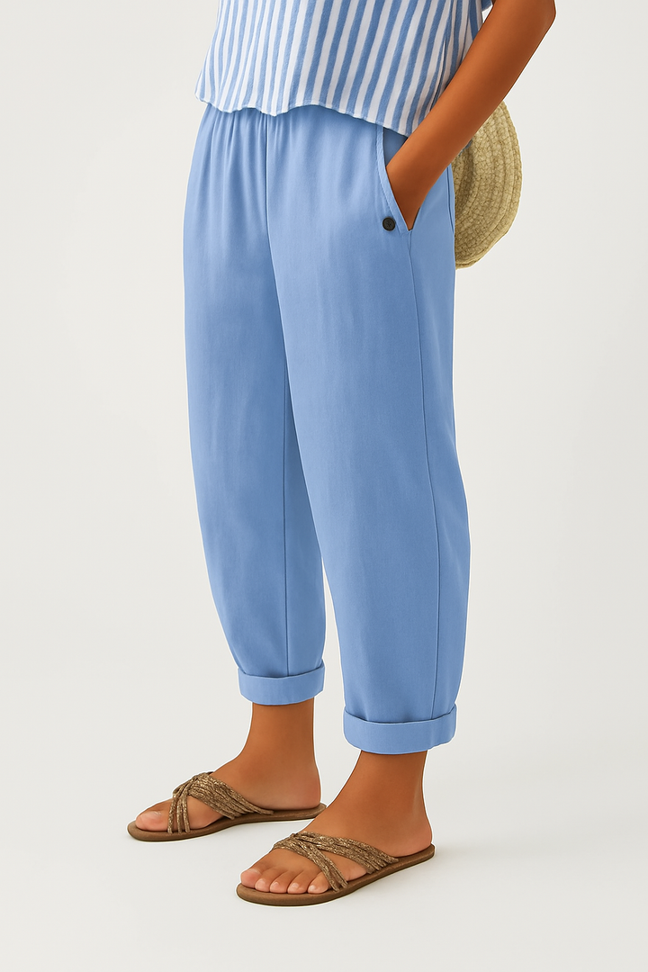 Romina | Effortless Relaxed Fit Linen-Cotton Trousers