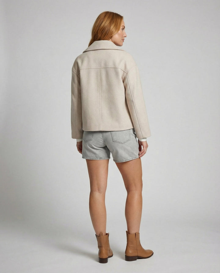 Raven | Chic Double Breasted Cropped Jacket With Lapels