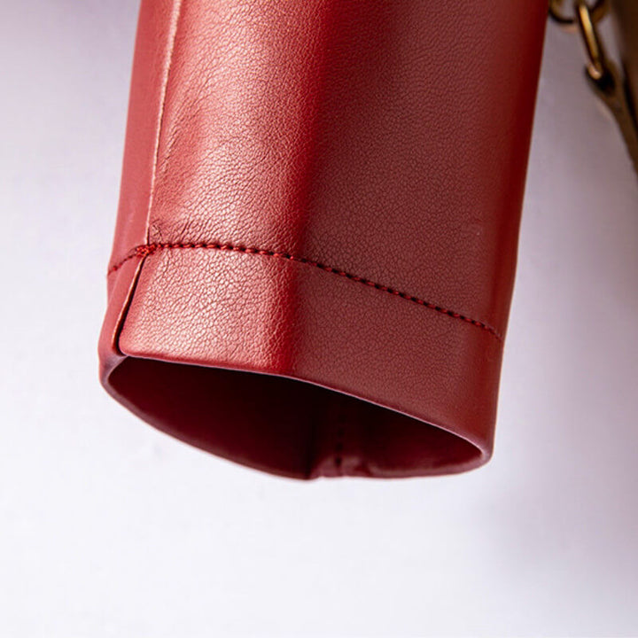 Tessa | Chic Burgundy Asymmetrical Vegan Leather Jacket