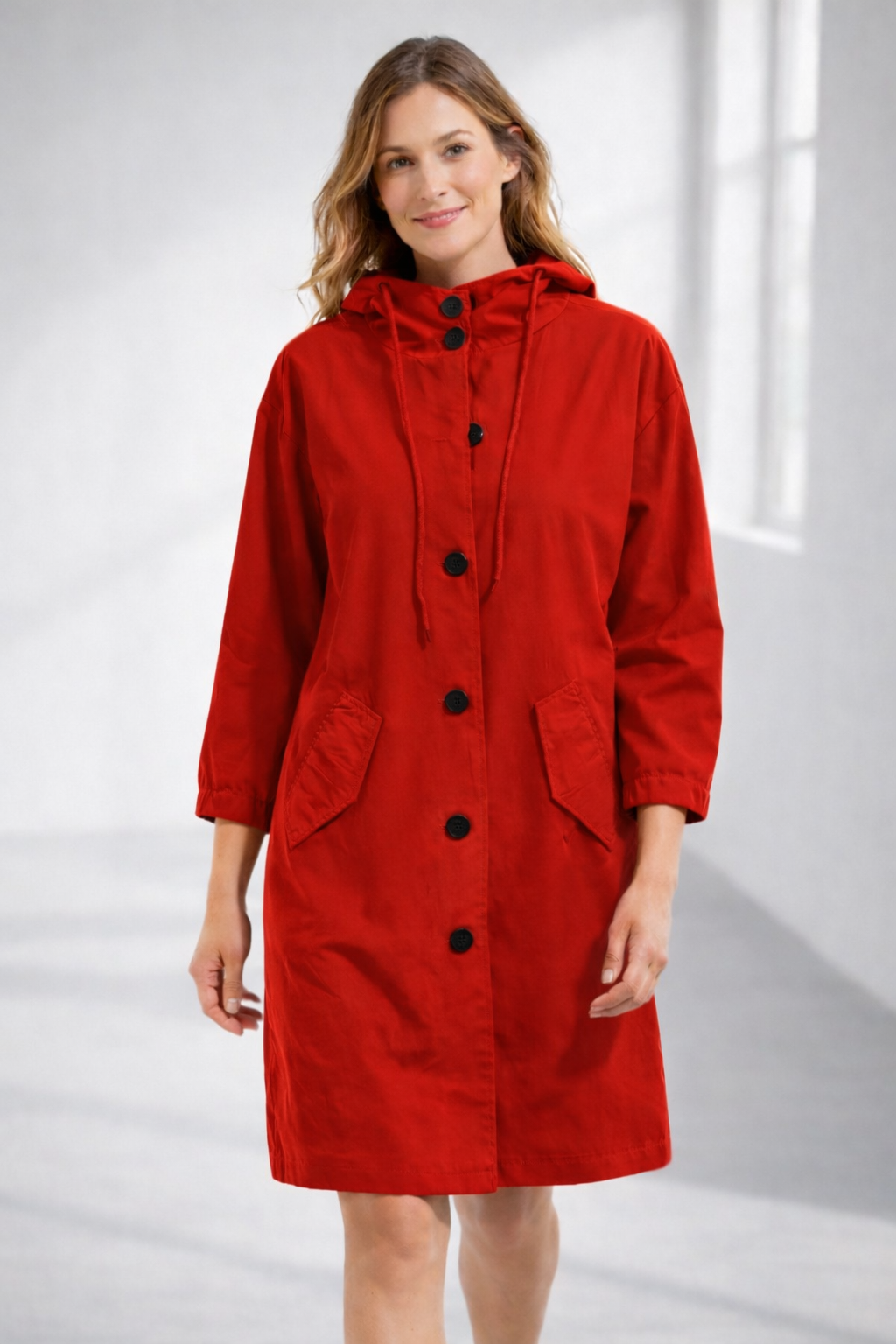 Layla | Chic Hooded Trench Coat With Button Front