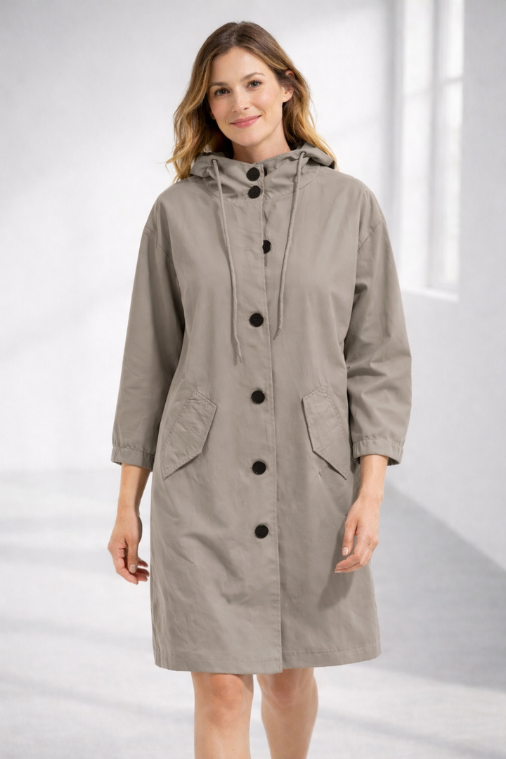 Layla | Chic Hooded Trench Coat With Button Front