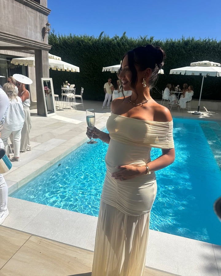 Diana | Elegant Off-Shoulder Maternity Maxi Dress
