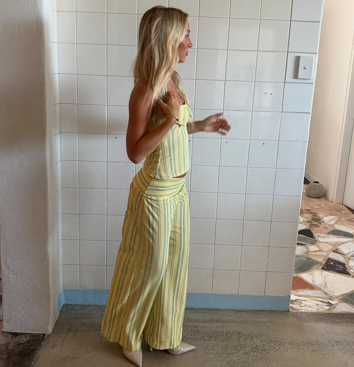 Jana | Chic Striped Halter Co-Ord Set With Sleeveless Top