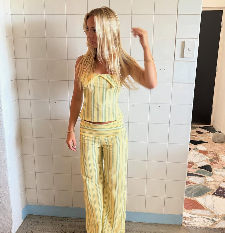 Jana | Chic Striped Halter Co-Ord Set With Sleeveless Top