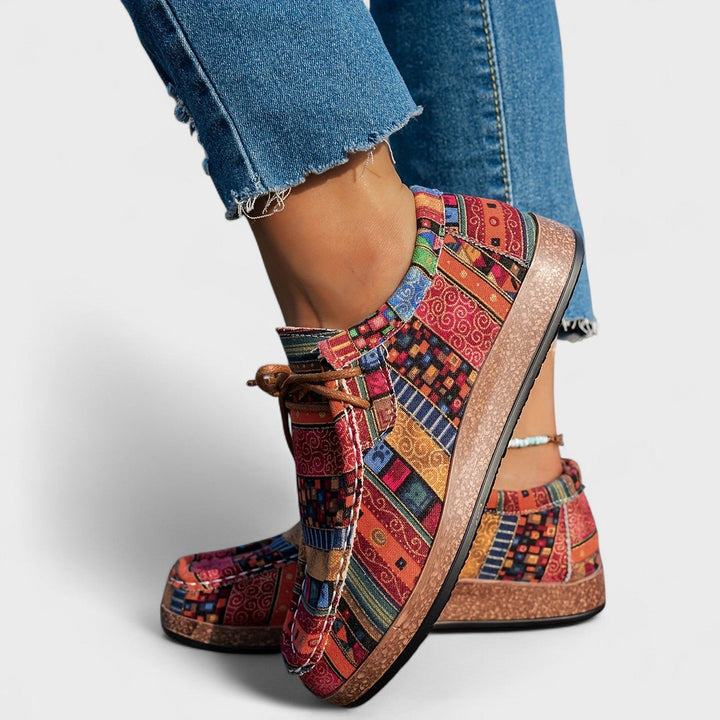 Selena | Stylish Bohemian Print Orthopedic Sneakers With Cork Sole