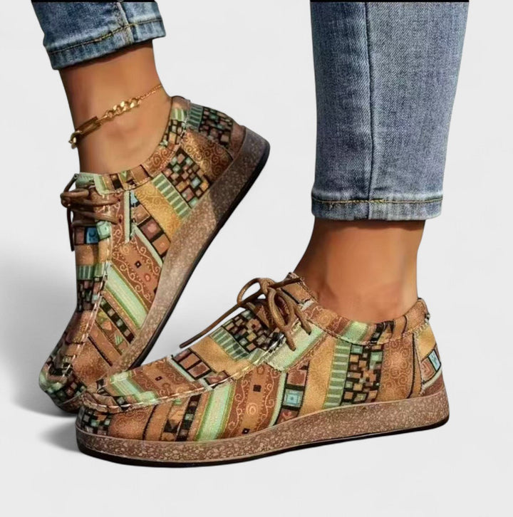 Selena | Stylish Bohemian Print Orthopedic Sneakers With Cork Sole