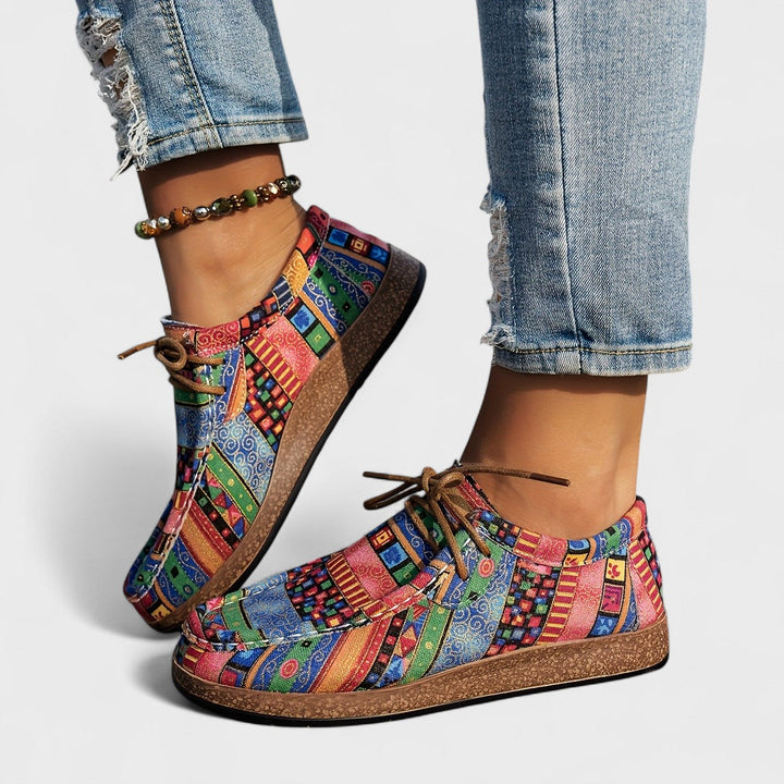 Selena | Stylish Bohemian Print Orthopedic Sneakers With Cork Sole