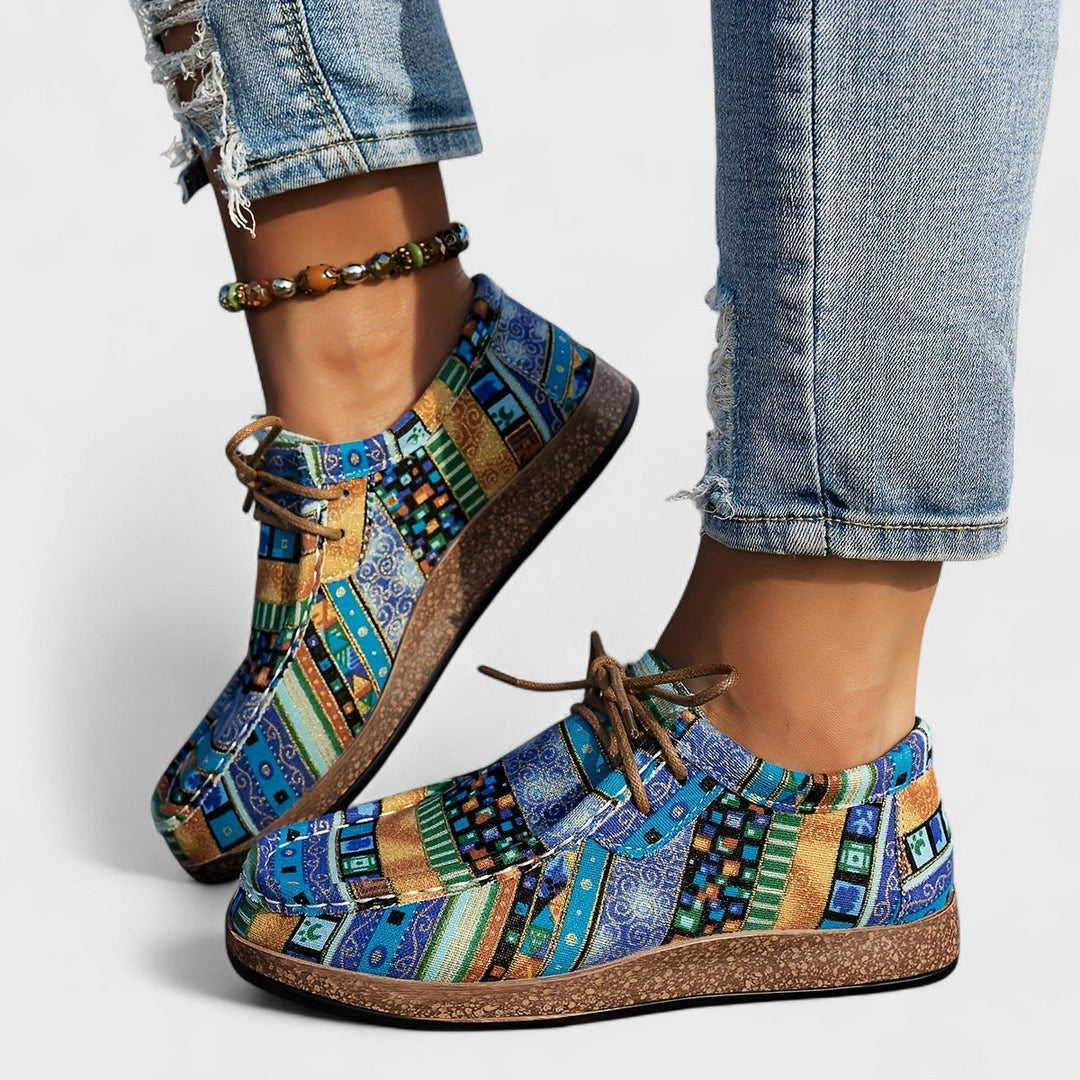 Selena | Stylish Bohemian Print Orthopedic Sneakers With Cork Sole