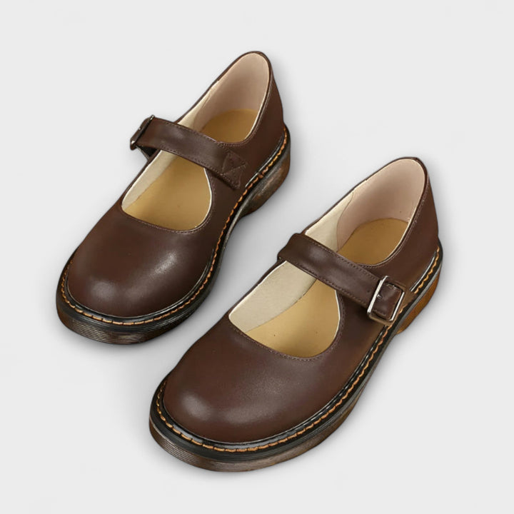 Olivia | Classic Brown Leather Mary Jane Shoes Women