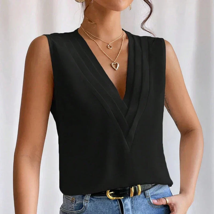 Vivienne | Elegant V-Neck Sleeveless Blouse