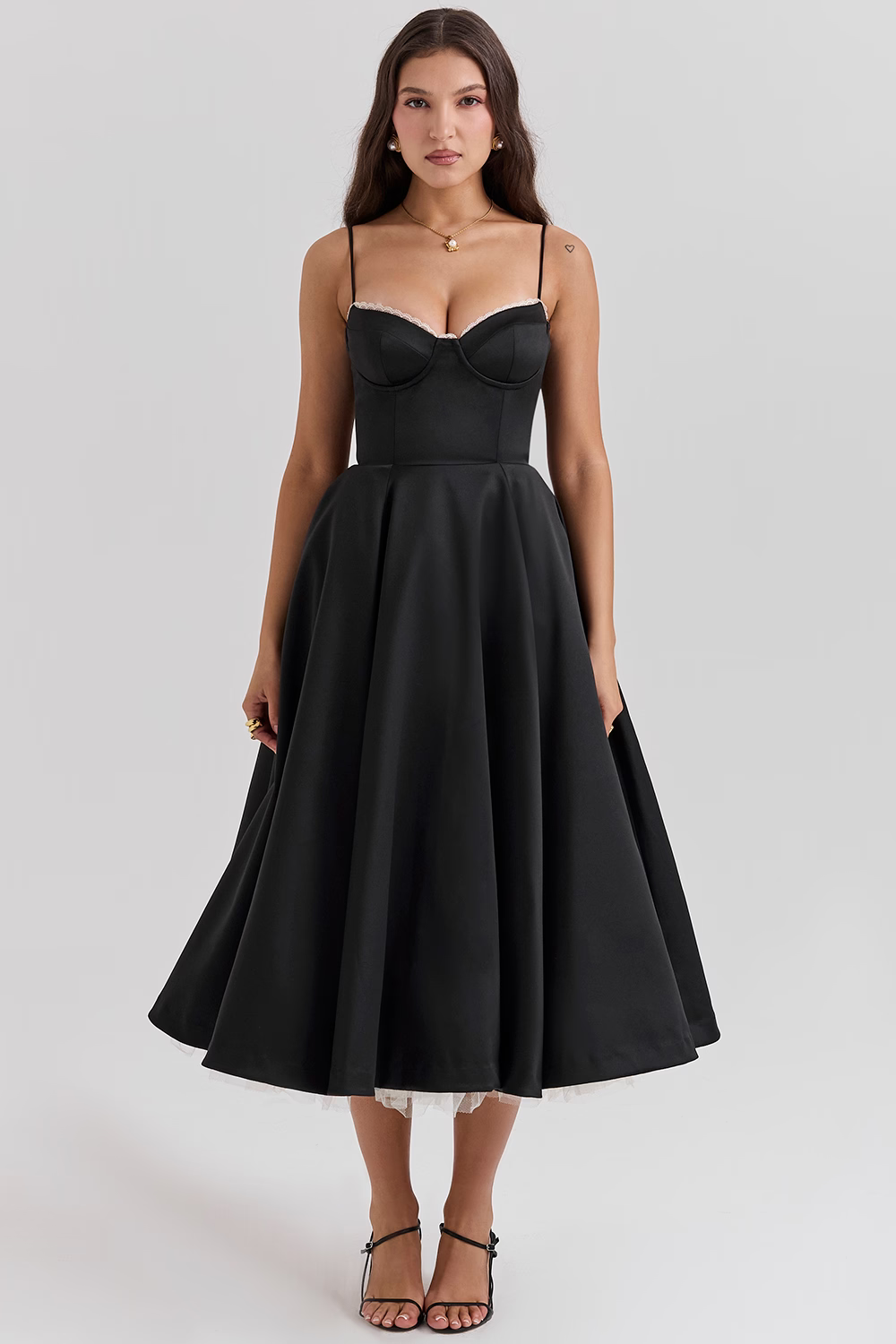 Evy | Elegant Light Blue Corset Midi Dress With Sweetheart Neckline