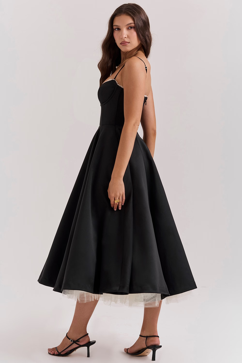 Evy | Elegant Light Blue Corset Midi Dress With Sweetheart Neckline