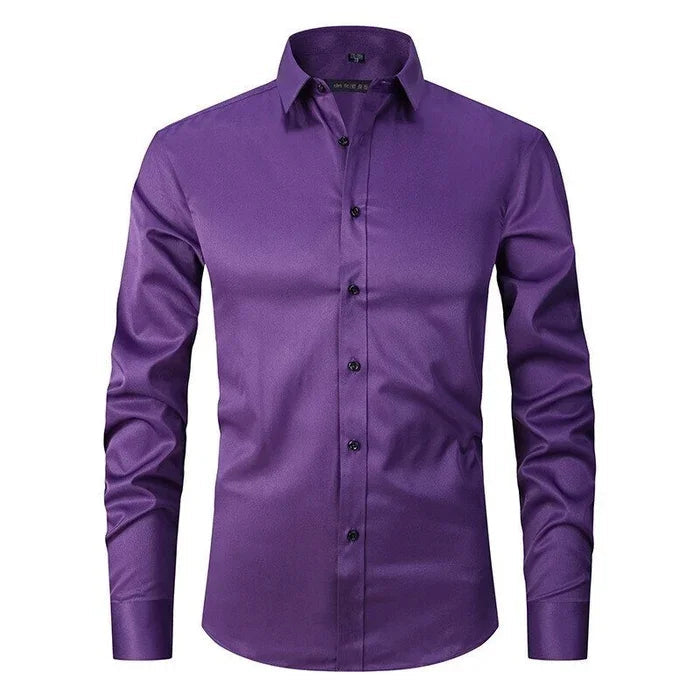 Elyse | Elegant Men's White Slim Fit Stretch Business Shirt