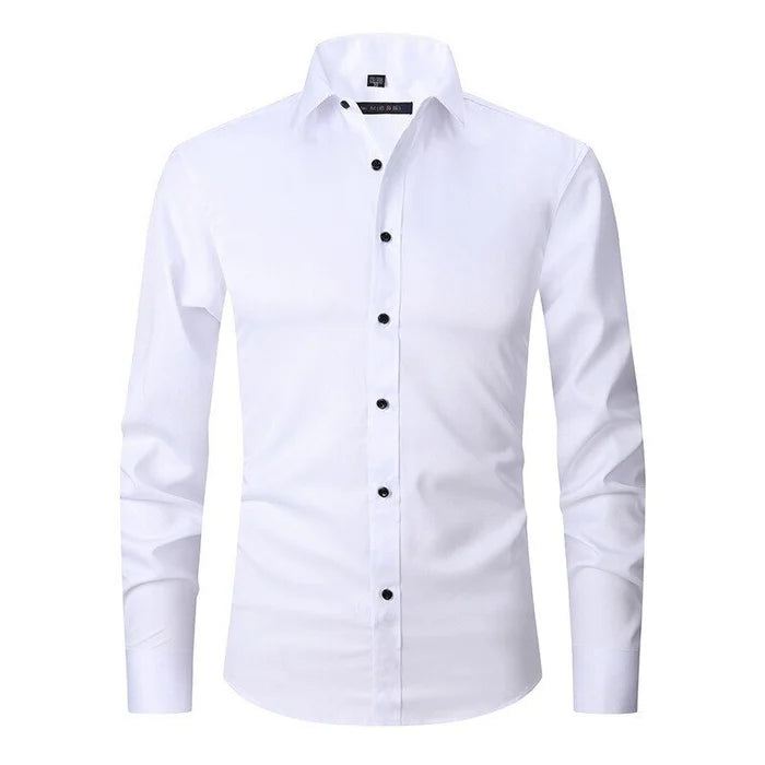 Elyse | Elegant Men's White Slim Fit Stretch Business Shirt