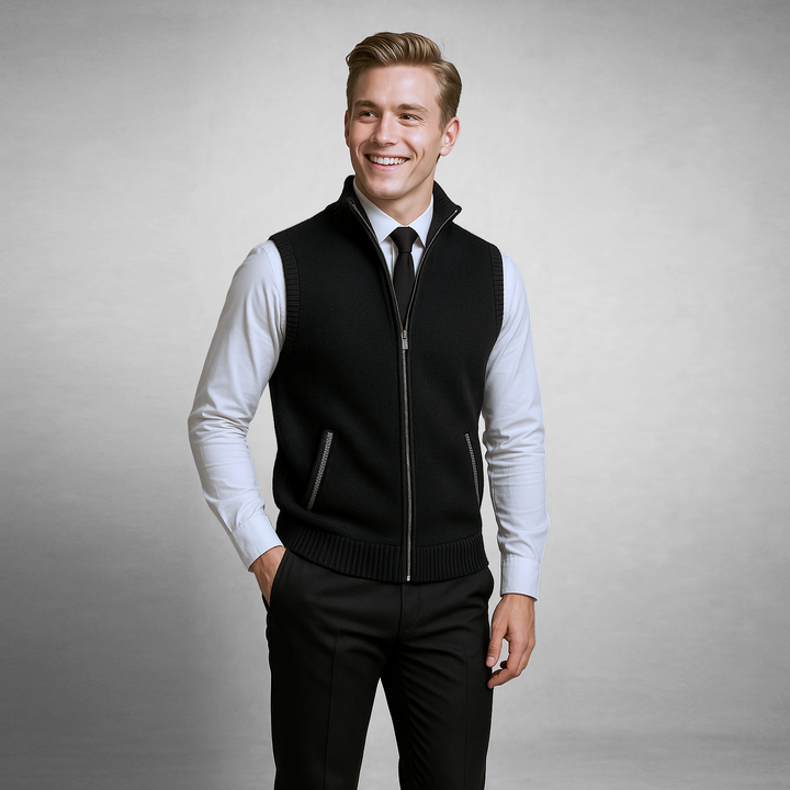 Westwood | Sleek Men's Stand Collar Zip-Up Knit Vest