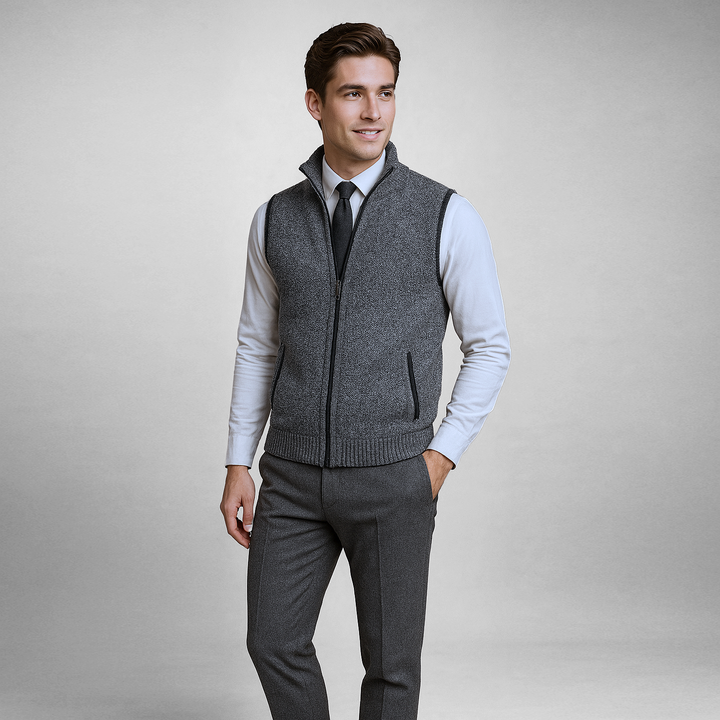 Westwood | Sleek Men's Stand Collar Zip-Up Knit Vest