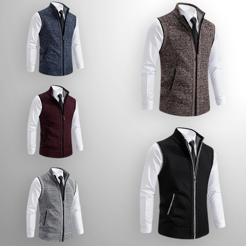 Westwood | Sleek Men's Stand Collar Zip-Up Knit Vest