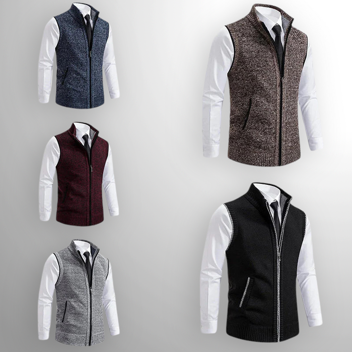Westwood | Sleek Men's Stand Collar Zip-Up Knit Vest