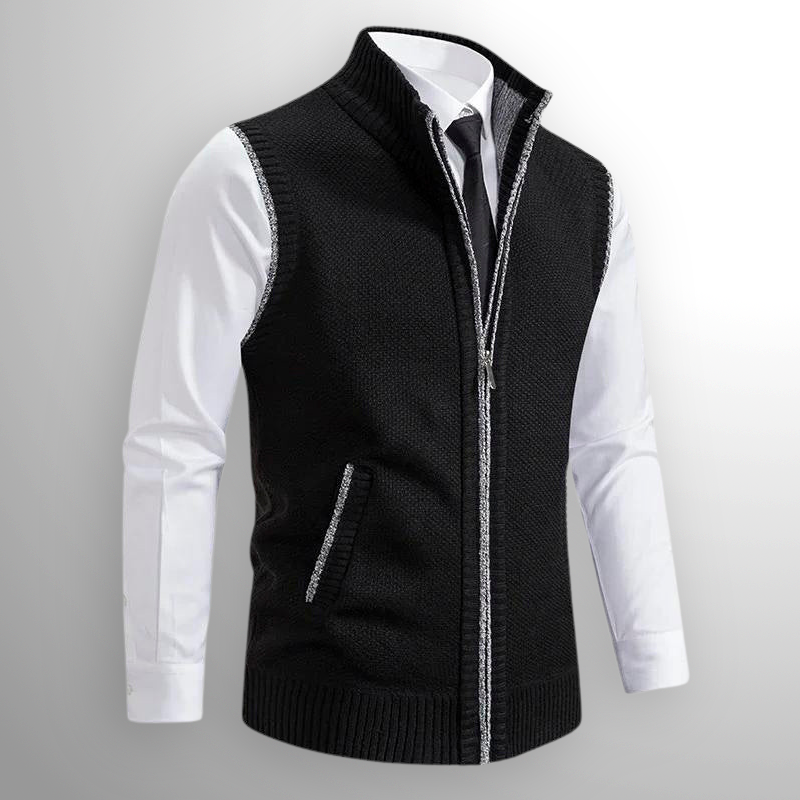 Westwood | Sleek Men's Stand Collar Zip-Up Knit Vest