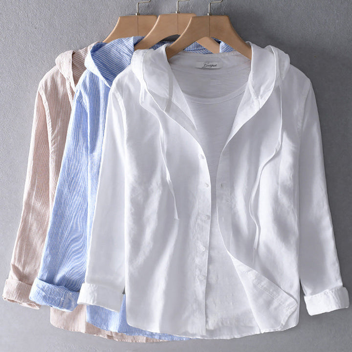 Annika | Effortless Hooded Linen Button-Up Blouse