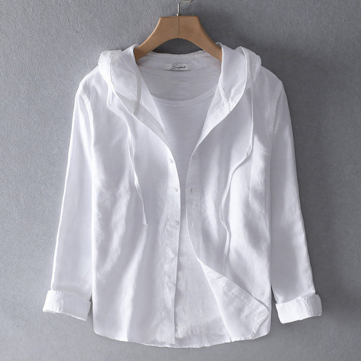 Annika | Effortless Hooded Linen Button-Up Blouse