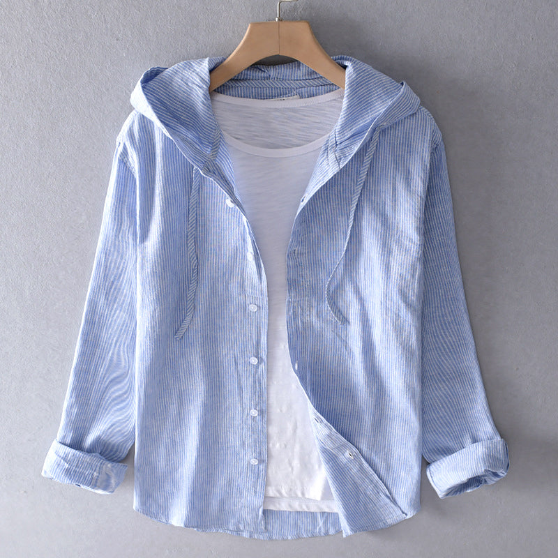 Annika | Effortless Hooded Linen Button-Up Blouse