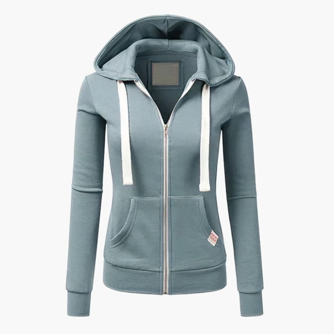 Elise | Stylish Zip-Up Hooded Sweatshirt With Kangaroo Pockets