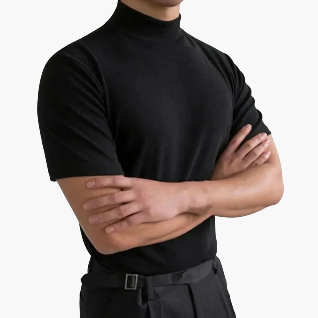Lorenzo | Elegant Men's Mock Neck Short Sleeve T-Shirt