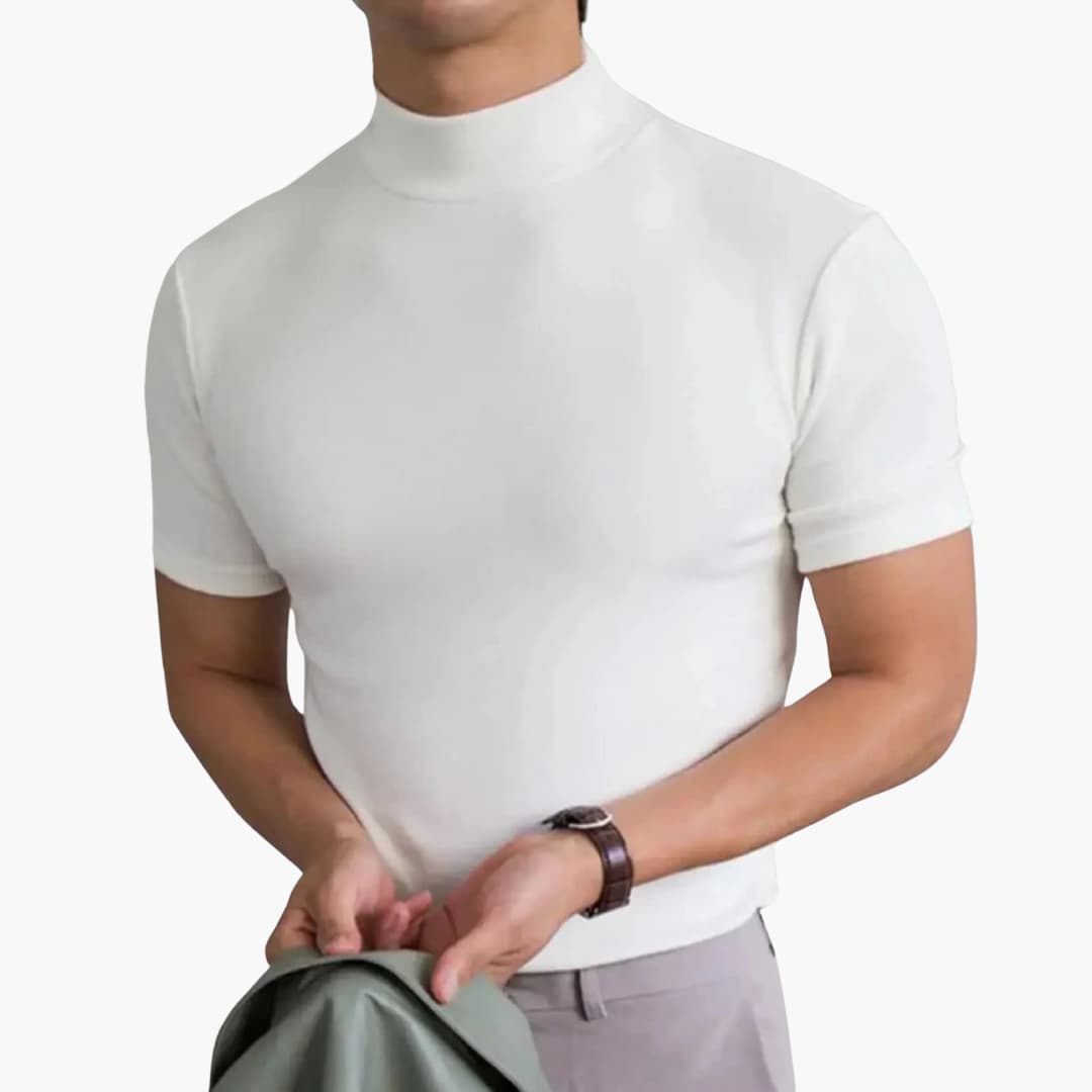 Lorenzo | Elegant Men's Mock Neck Short Sleeve T-Shirt