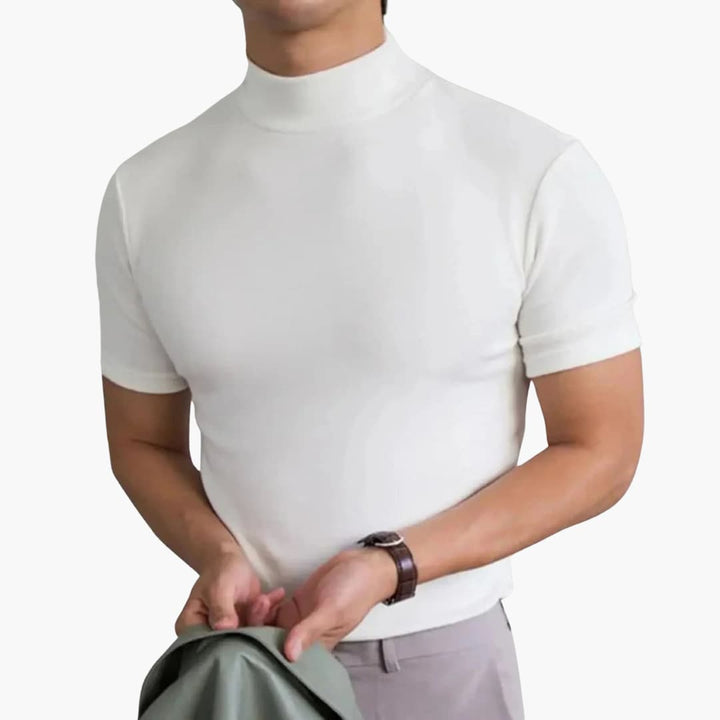 Lorenzo | Elegant Men's Mock Neck Short Sleeve T-Shirt