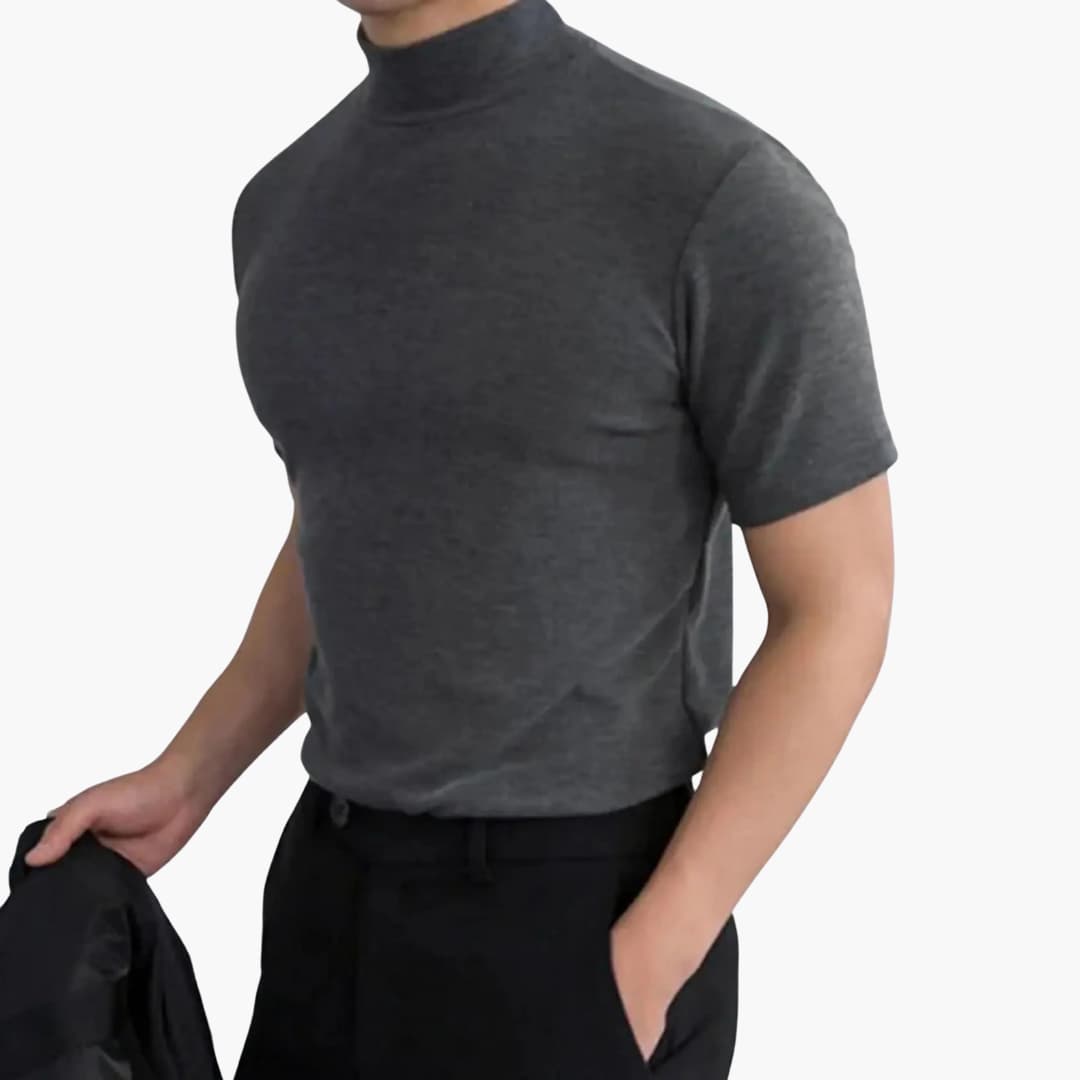 Lorenzo | Elegant Men's Mock Neck Short Sleeve T-Shirt
