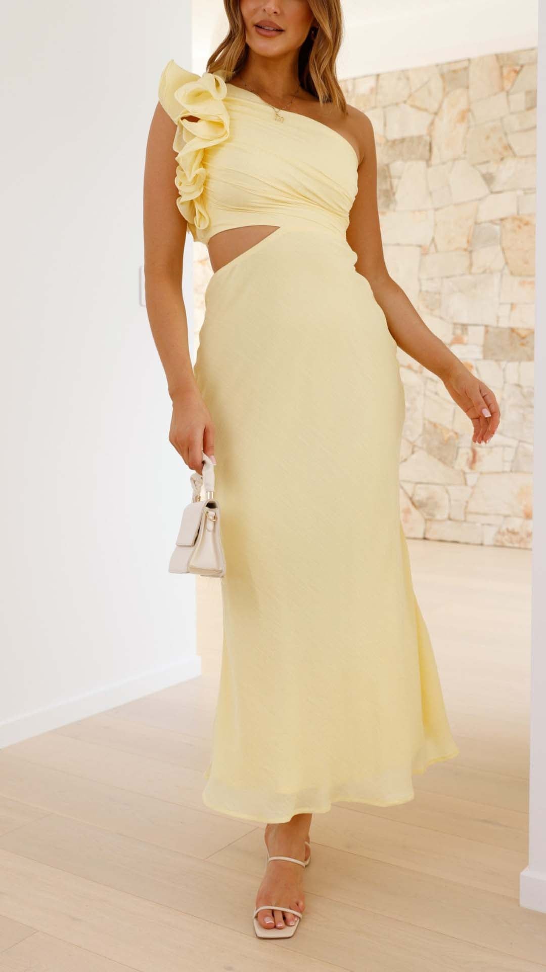 Tilly | Elegant One Shoulder Cutout Midi Dress